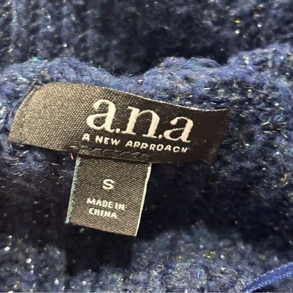 a.n.a Women’s Navy Blue Cowl Neck Turtleneck Knit Speckled Sweater Small - Picture 8 of 15